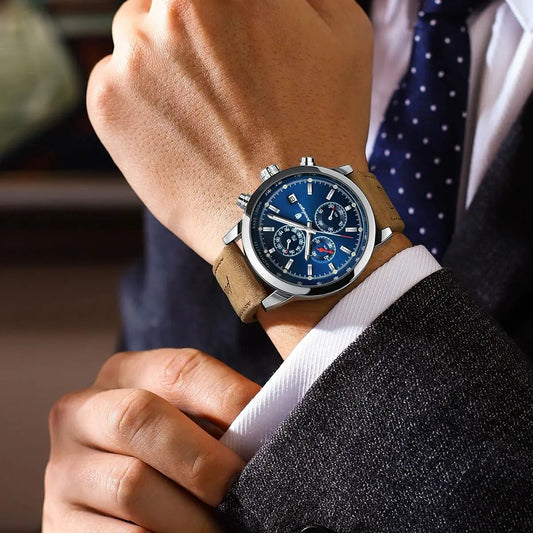 Scipio Chrono Watch – Luxury, Waterproof, Luminous & Leather Date Design