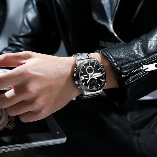 Trajan Chrono Watch – Luxury Military Sport, Silver Steel & Quartz Precision