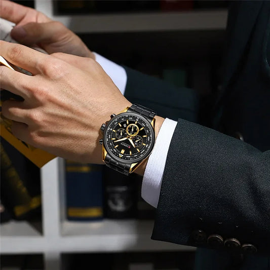 Cassius Chrono Watch – Military Sport, Waterproof & Silver Steel Design
