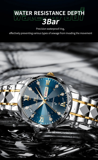 Julius Caesar Diamond Watch – 41MM Luxury, Night Glow & Dual Calendar