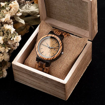 Orpheus Wooden Watch – Colorful Quartz, Week Date & Couple’s Gift