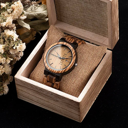 Orpheus Wooden Watch – Colorful Quartz, Week Date & Couple’s Gift