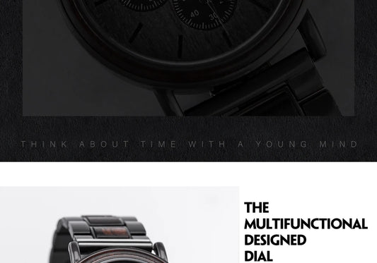 Tiberius Holz Stil Herren Uhr
