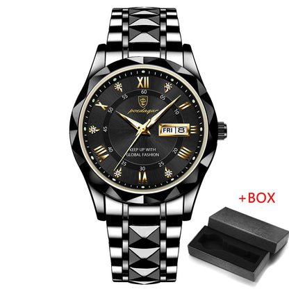 Zephyros Quartz Watch – Green Dial, Waterproof & Luminous Steel Design
