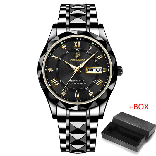 Zephyros Quartz Watch – Green Dial, Waterproof & Luminous Steel Design