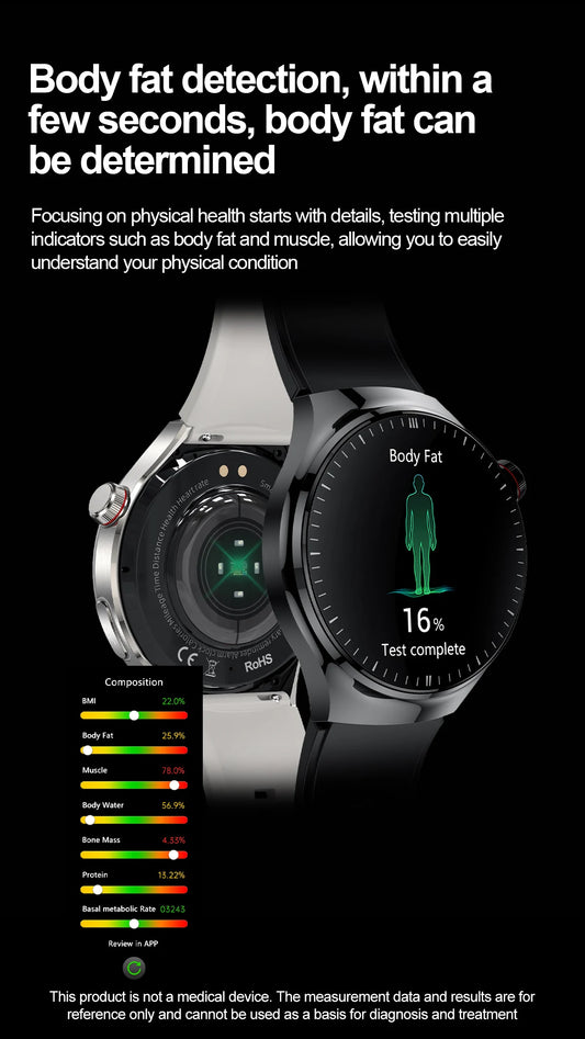 SmartWatch Genny - 2024 Gesundheits-Smartwatch | EKG, Blutzucker, Herzfrequenz, Blutdruck