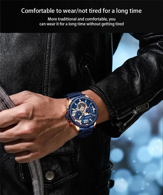Hadrian Chrono Watch – Military Sport, Waterproof & Stainless Steel Elegance