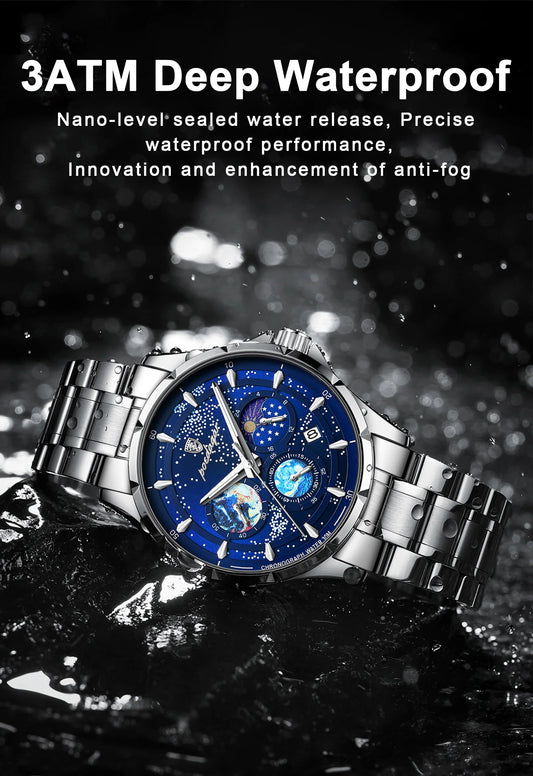 Trajan Chrono Watch – Luxury, Waterproof, Luminous & Date Display Steel