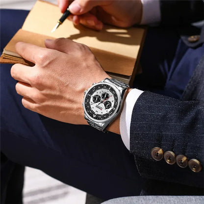Cassius Chrono Watch – Military Sport, Waterproof & Silver Steel Design