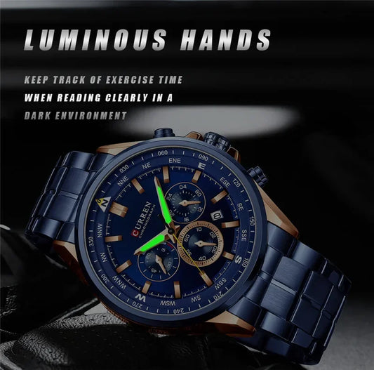 Cassius Chrono Watch – Military Sport, Waterproof & Silver Steel Design