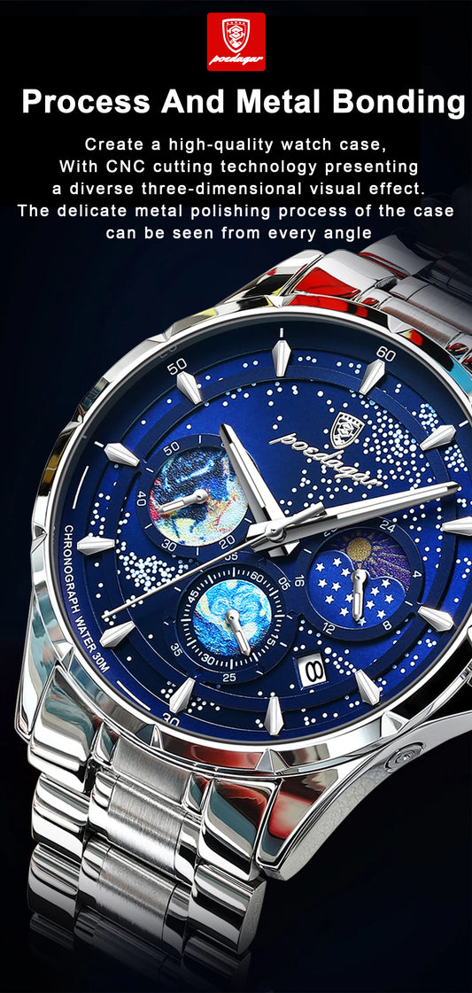 Trajan Chrono Watch – Luxury, Waterproof, Luminous & Date Display Steel