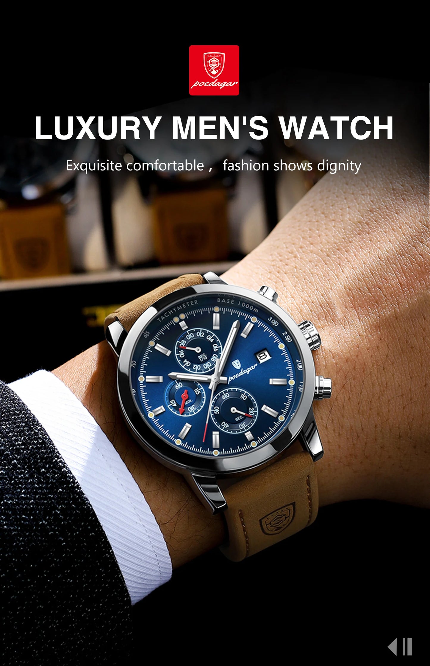 Scipio Chrono Watch – Luxury, Waterproof, Luminous & Leather Date Design