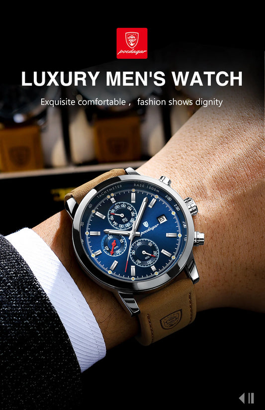 Scipio Chrono Watch – Luxury, Waterproof, Luminous & Leather Date Design