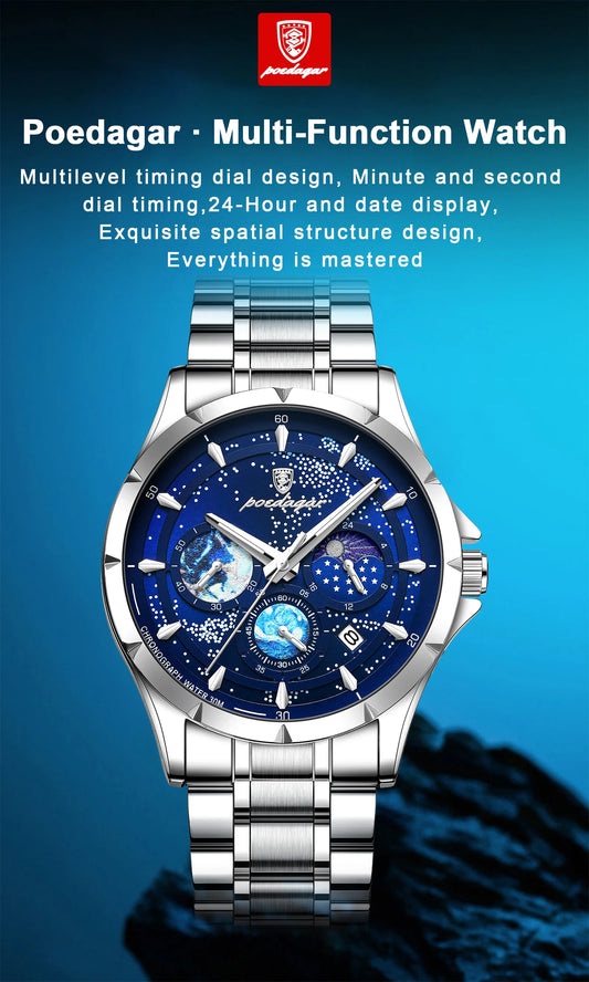 Trajan Chrono Watch – Luxury, Waterproof, Luminous & Date Display Steel