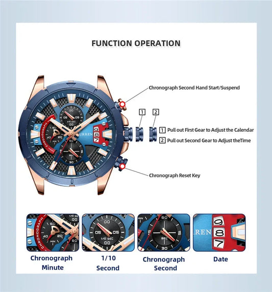 Hadrian Chrono Watch – Military Sport, Waterproof & Stainless Steel Elegance