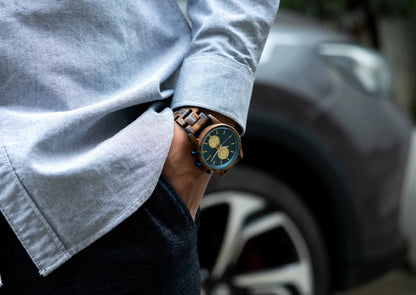 Themistocles Wooden Watch – Chronograph Quartz, Engraved & Date Display
