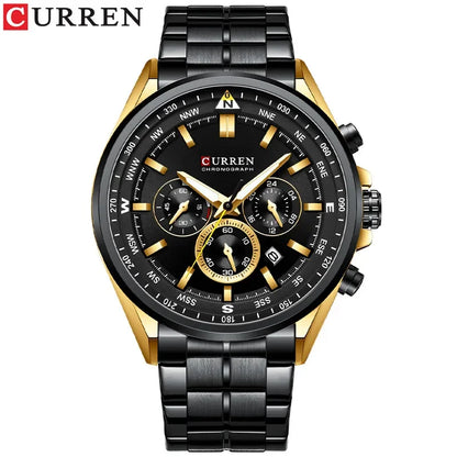 Cassius Chrono Watch – Military Sport, Waterproof & Silver Steel Design