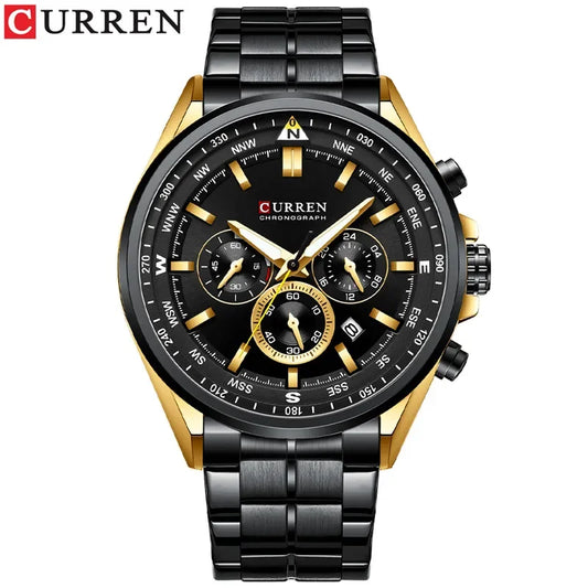 Cassius Chrono Watch – Military Sport, Waterproof & Silver Steel Design