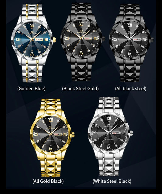 Julius Caesar Diamond Watch – 41MM Luxury, Night Glow & Dual Calendar