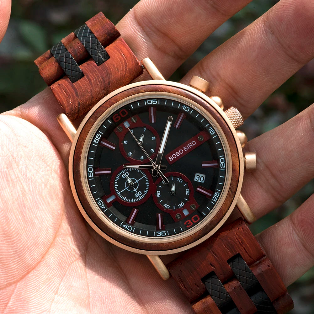 Cadmus Wooden Watch – Luxury Chronograph, Military Style & Wooden Box