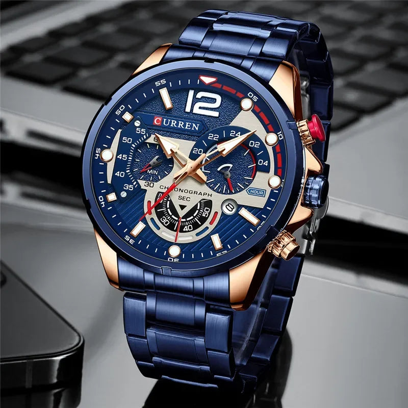 Hadrian Chrono Watch – Military Sport, Waterproof & Stainless Steel Elegance