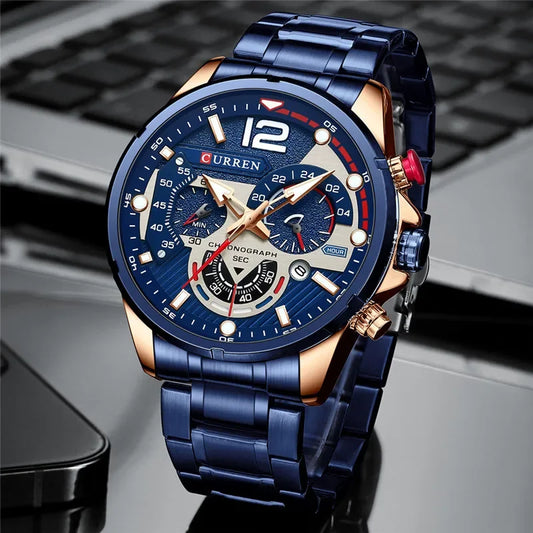 Hadrian Chrono Watch – Military Sport, Waterproof & Stainless Steel Elegance
