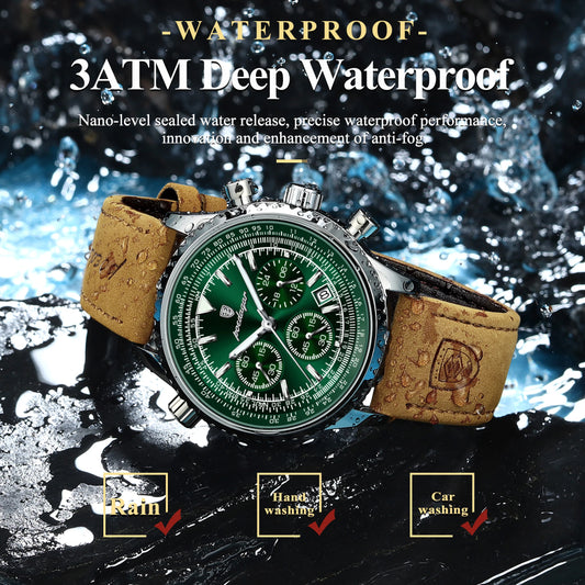 Charon Luxus Herren uhr  Wasserdicht Chronograph Leder