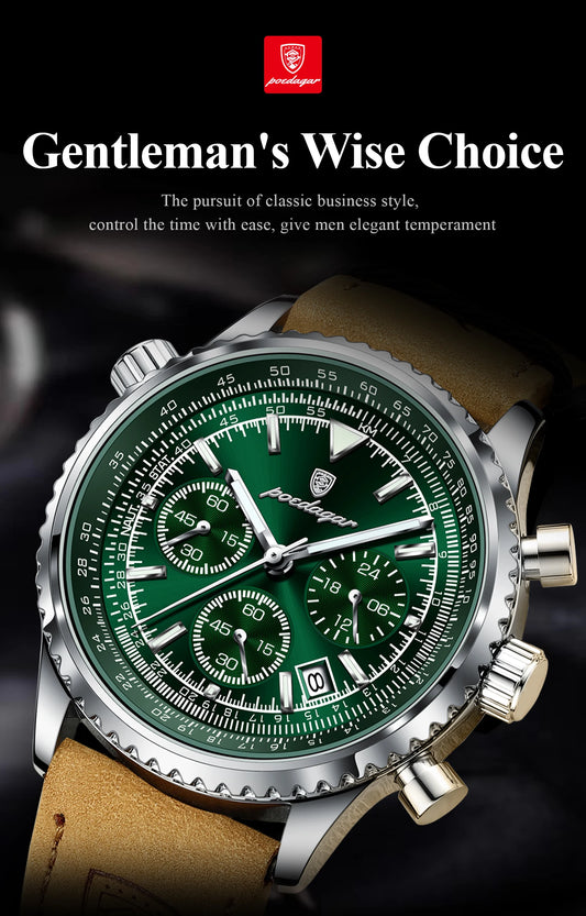 Charon Luxus Herren uhr  Wasserdicht Chronograph Leder