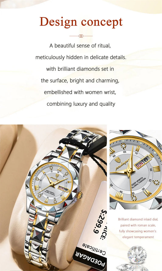 Seneca Edelstahl Elegante Damen Uhr