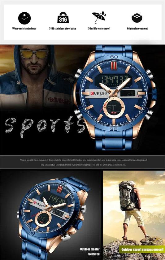 Trajan Chrono Watch – Luxury Military Sport, Silver Steel & Quartz Precision