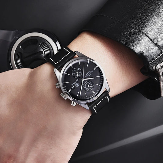 Hector Chrono Watch – 100M Waterproof, Leather Strap & Military Precision