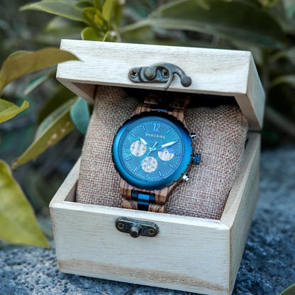 Diomedes Wooden Watch – Luxury Chronograph, Military Quartz Precision