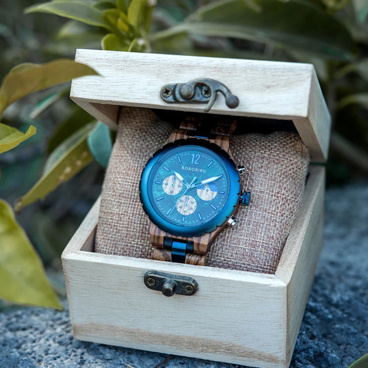 Diomedes Wooden Watch – Luxury Chronograph, Military Quartz Precision