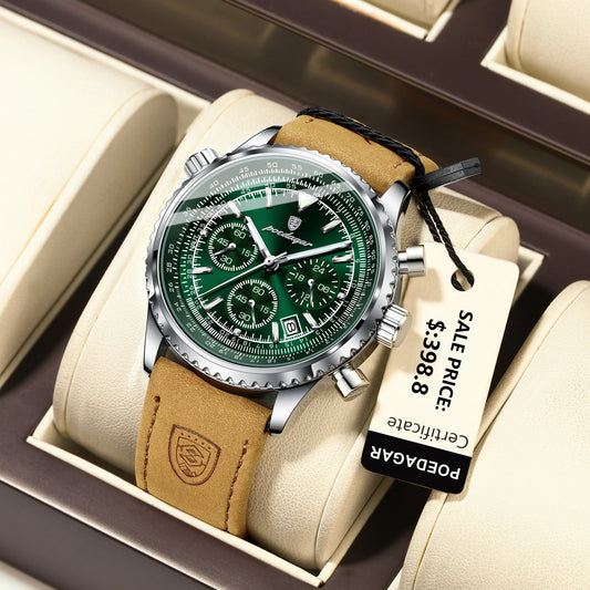 Charon Luxus Herren uhr  Wasserdicht Chronograph Leder