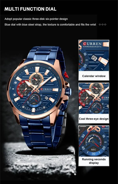Quintus Chrono Watch – Military Sport, Waterproof & Classic Steel Design