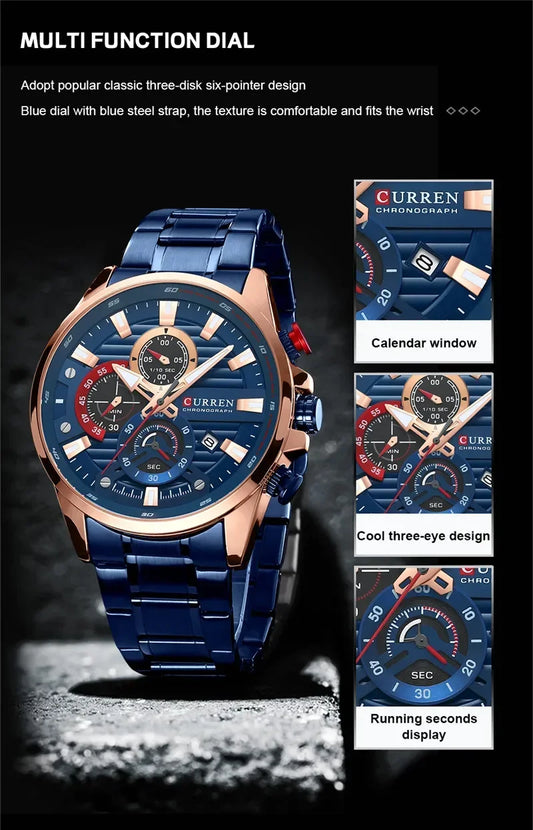 Quintus Chrono Watch – Military Sport, Waterproof & Classic Steel Design