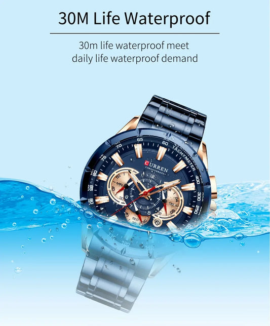 Hadrian Chrono Watch – Military Sport, Waterproof & Stainless Steel Elegance