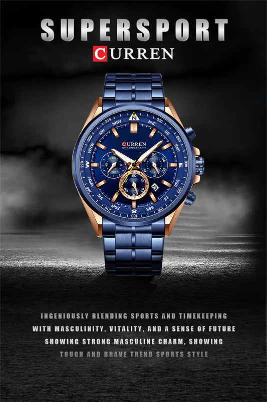 Cassius Chrono Watch – Military Sport, Waterproof & Silver Steel Design