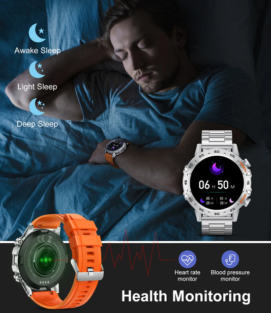 1.39" Bluetooth Smartwatch für Männer – Fitness, Herzfrequenz, Gesundheitsmonitoring, Android & IOS.