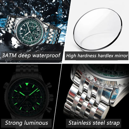 Kronos Luxus Uhr Edelstahl für Herren Wasserdicht