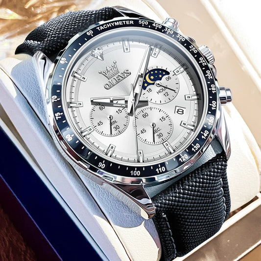 Hector Chrono Watch – Green Dial, Multifunctional & Waterproof Leather Design