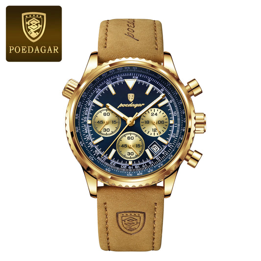 Hector Chrono Watch – Fashion Quartz, Waterproof & Luminous Leather Design