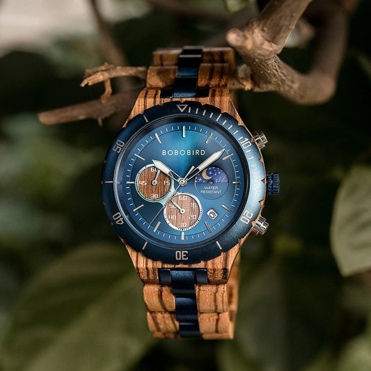 Diomedes Wooden Watch – Luxury Chronograph, Military Quartz Precision