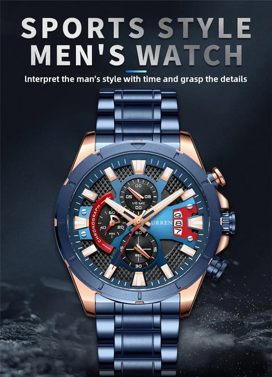 Hadrian Chrono Watch – Military Sport, Waterproof & Stainless Steel Elegance