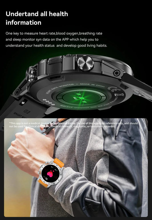 1.39" Bluetooth Smartwatch für Männer – Fitness, Herzfrequenz, Gesundheitsmonitoring, Android & IOS.