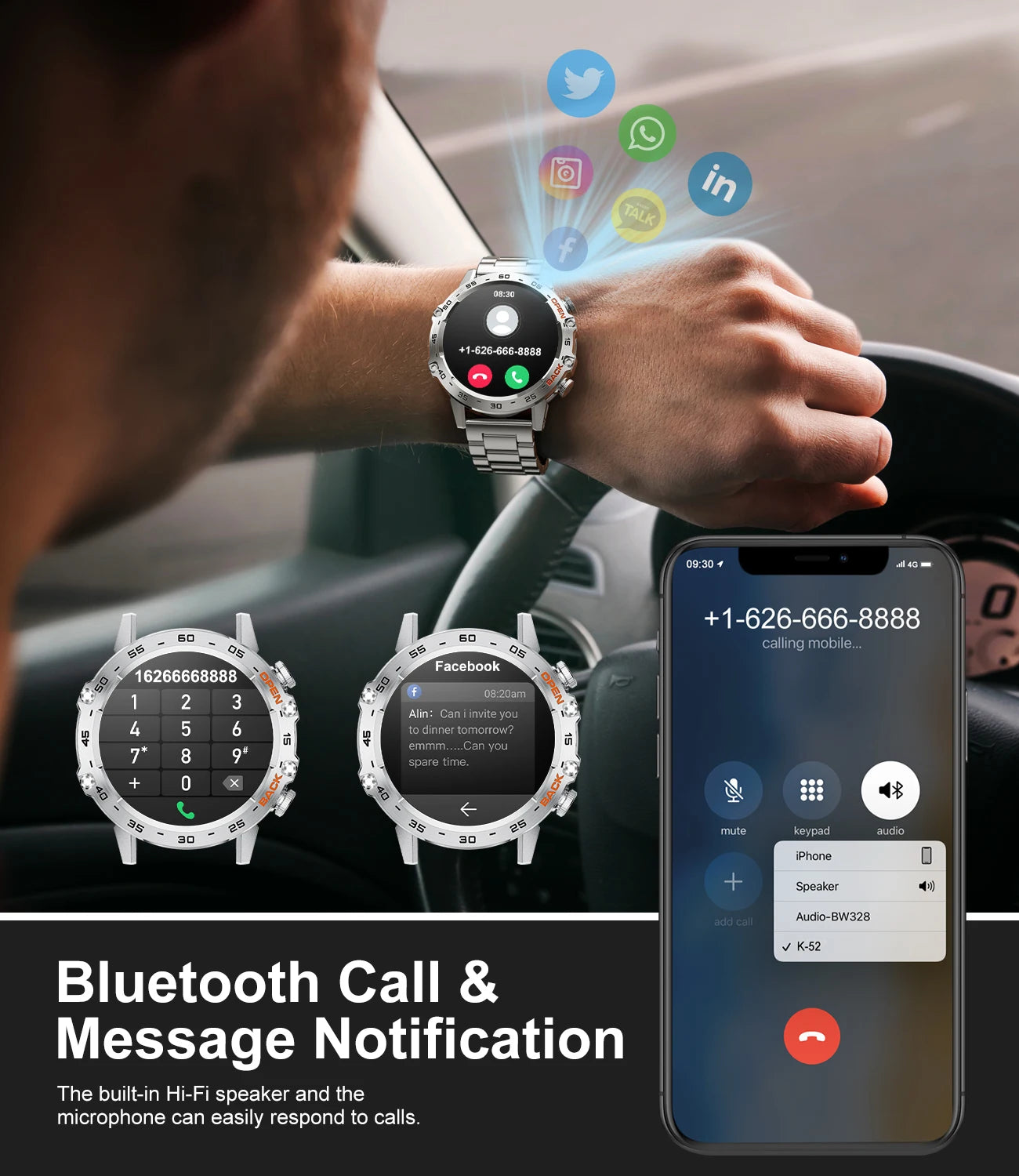 1.39" Bluetooth Smartwatch für Männer – Fitness, Herzfrequenz, Gesundheitsmonitoring, Android & IOS.