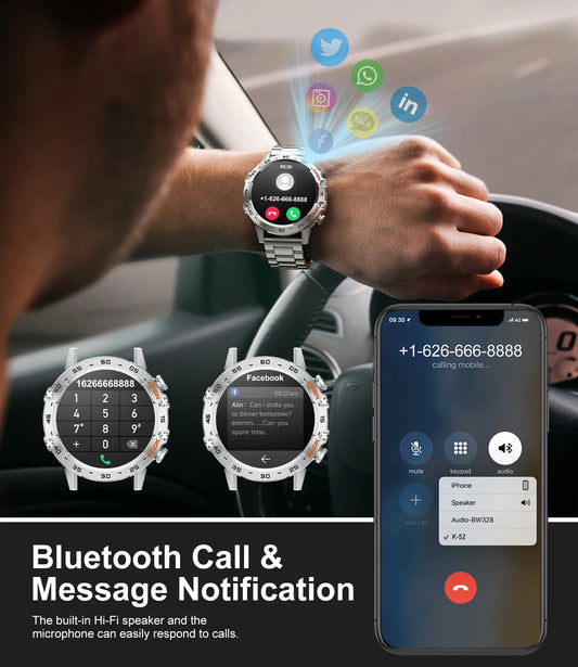 1.39" Bluetooth Smartwatch für Männer – Fitness, Herzfrequenz, Gesundheitsmonitoring, Android & IOS.