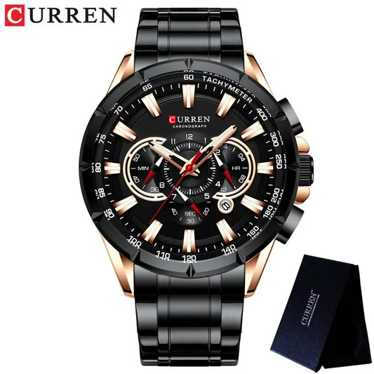 Hadrian Chrono Watch – Military Sport, Waterproof & Stainless Steel Elegance