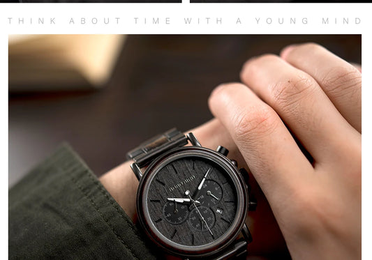 Tiberius Holz Stil Herren Uhr