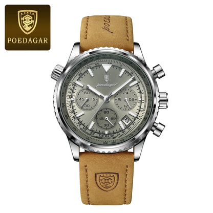 Hector Chrono Watch – Fashion Quartz, Waterproof & Luminous Leather Design